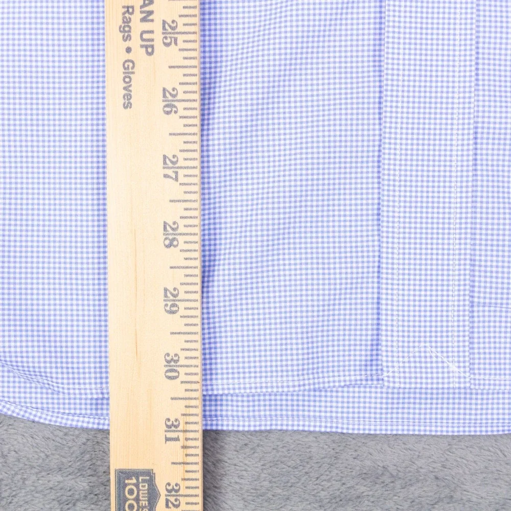 Polo Ralph Lauren Shirt Mens 15.5 34/35 Blue Gingham Cotton Stretch Button Down